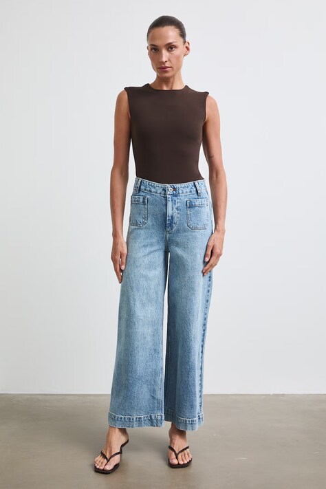 Medicine jeansy wide leg damskie niebieskie