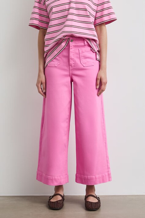 Medicine jeansy wide leg damskie różowe