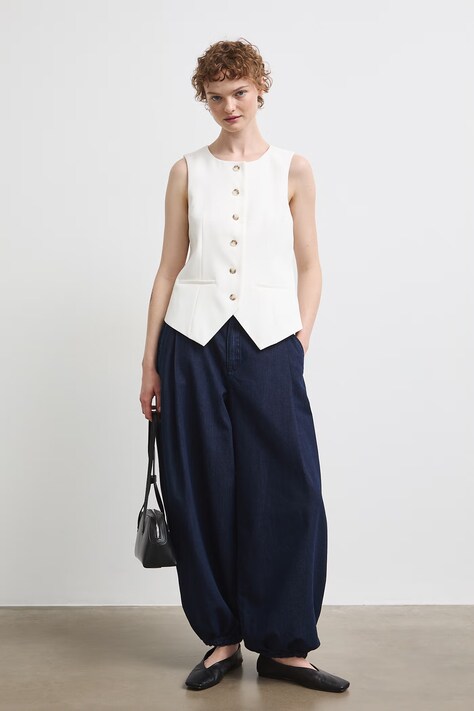 Jeansy slouchy damskie gładkie granatowe RW26-SJD203