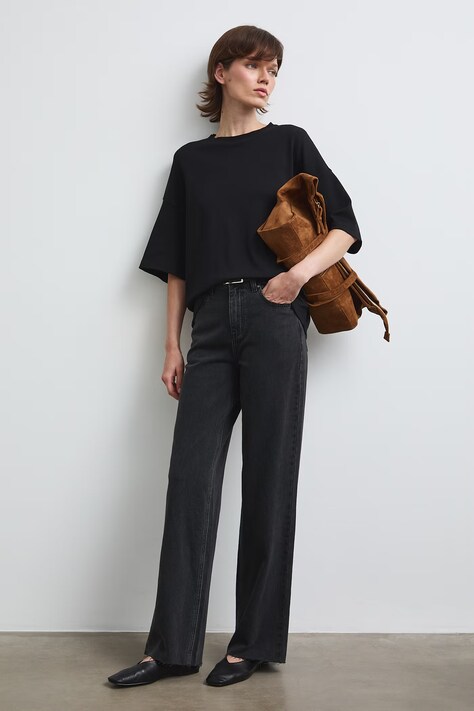 Medicine jeansy wide leg damskie czarne