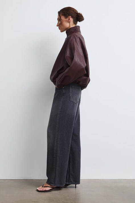 Wide leg džíny dámské s vybledlým efektem šedé RW26-SJD314