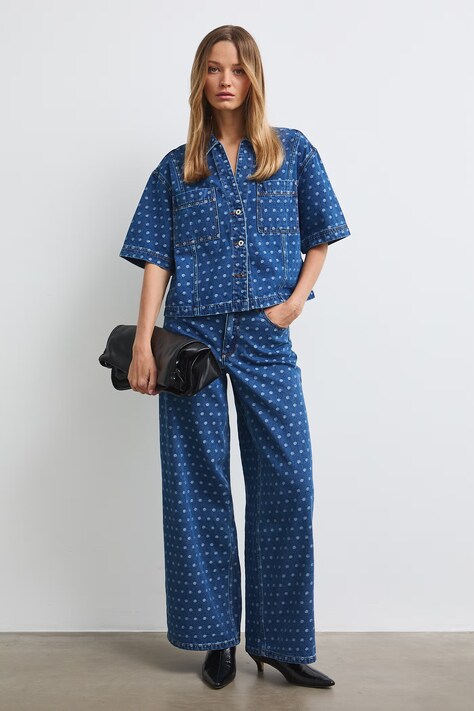 Medicine jeansy wide leg damskie niebieskie