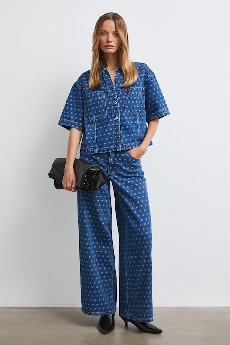 Medicine jeansy wide leg damskie niebieskie