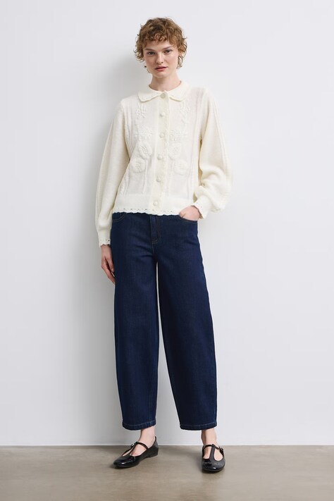 Medicine Jeansy slouchy damskie granatowe