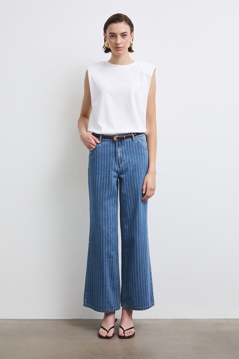 Medicine Jeansy wide leg damskie granatowe
