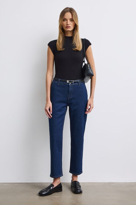 Jeansy chino damskie regular waist granatowe RW26-SJD509
