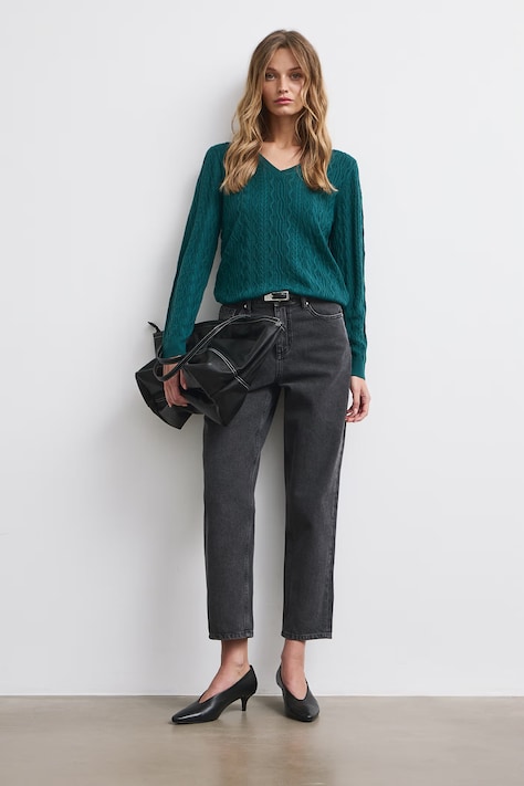 Jeansy mom fit damskie czarne RW26-SJD514