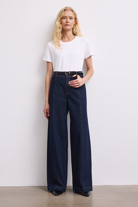 Medicine Jeansy wide leg damskie granatowe