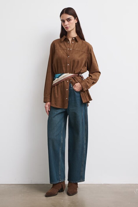 Medicine Jeansy barrel damskie granatowe