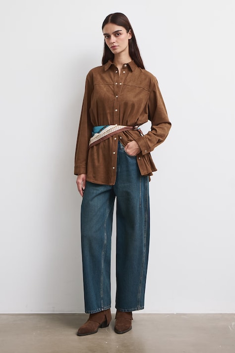 Medicine Jeansy barrel damskie granatowe