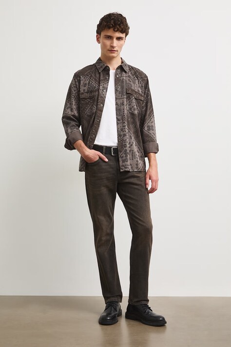 Medicine jeansy slim fit męskie brązowe