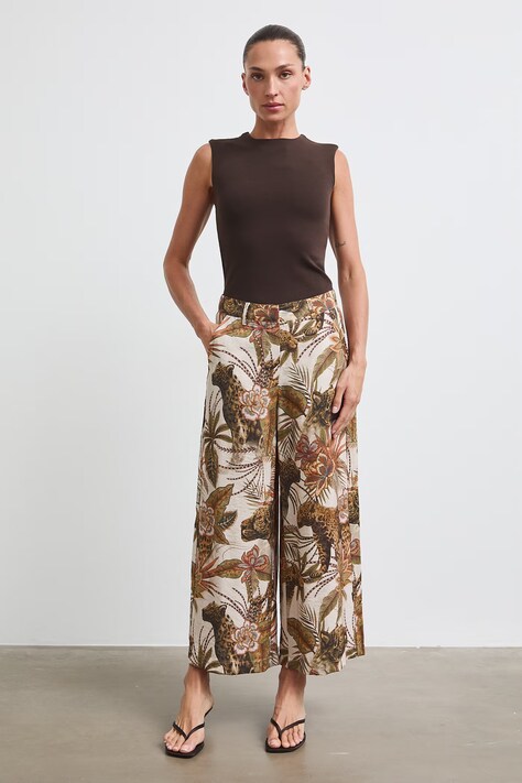 Kalhoty culottes dámské s viskózou se zvířecím vzorem vícebarevné RW26-SPD011
