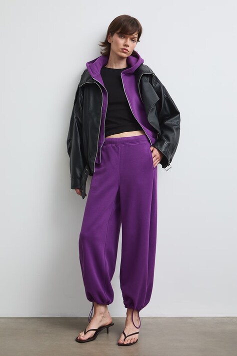 Medicine spodnie dresowe damskie fioletowe regular waist