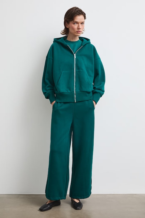 Teplákové nohavice dámske hladké tyrkysové regular waist RW26-SPD031