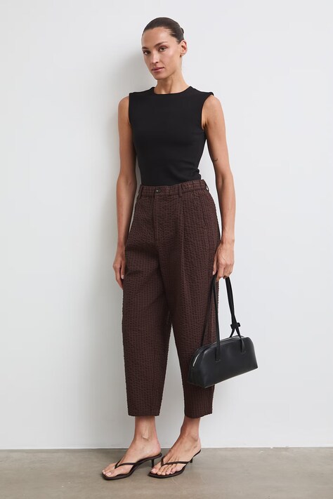Spodnie chinos damskie bawełniane brązowe RW26-SPD103
