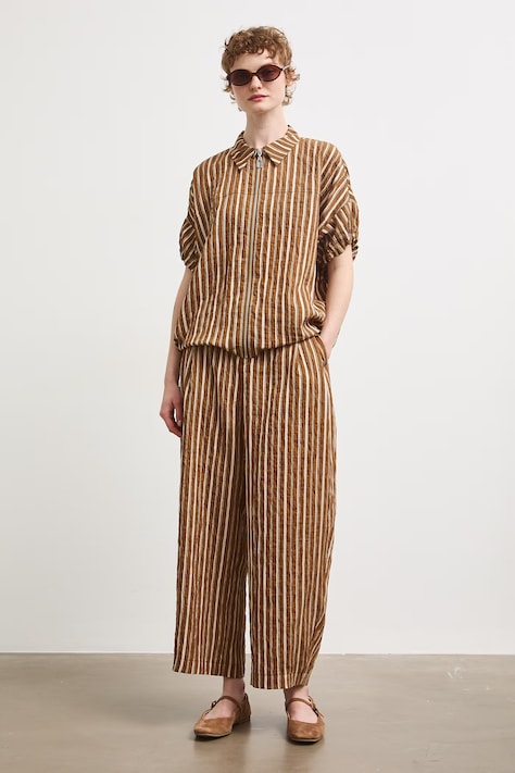 Klahoty slouchy dámské s lyocellem pruhované hnědé RW26-SPD205