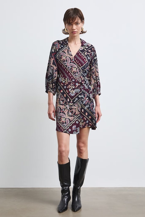 Sukienka koszulowa z wiskozy paisley multicolor RW26-SUD310