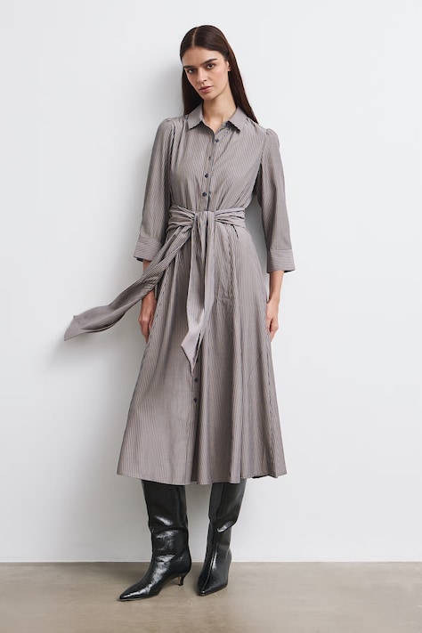 Sukienka midi z paskiem w paski multicolor RW26-SUD390