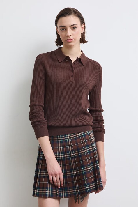 Sweter damski z wiskozą brązowy RW26-SWD041