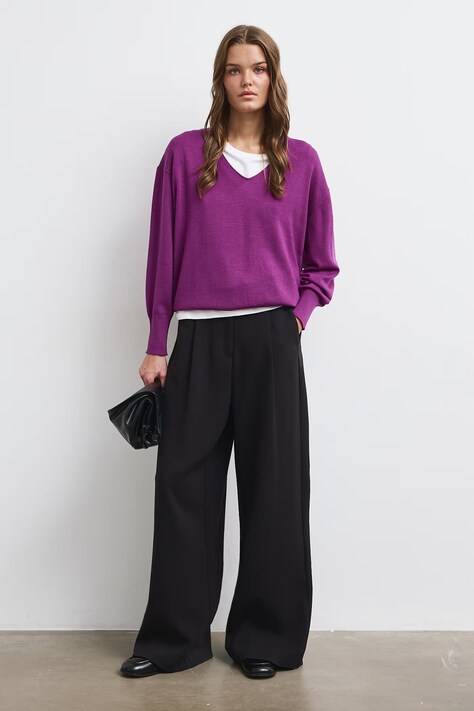 Medicine Pulover pentru femei din lână merino violet