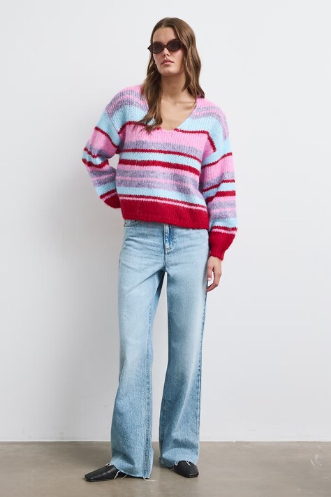 Medicine Sweter damski z dodatkiem wełny multicolor