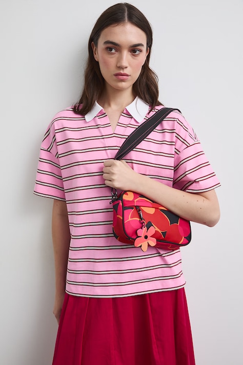 Torebka crossbody damska z brelokiem w kwiaty multicolor RW26-TOD101