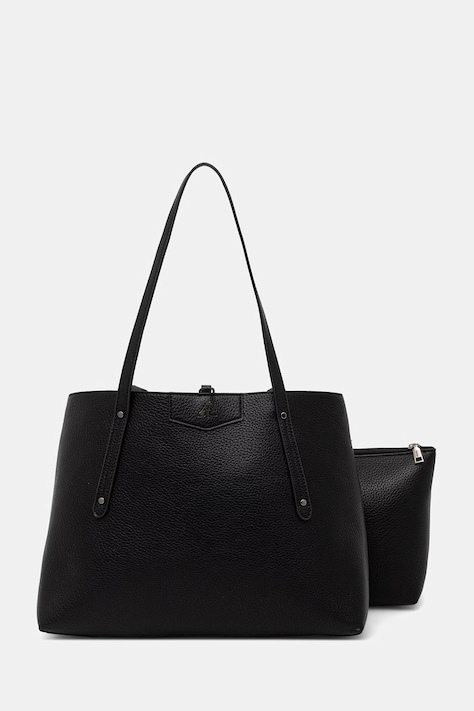 Torebka shopper damska z imitacji skóry gładka czarna RW26-TOD209