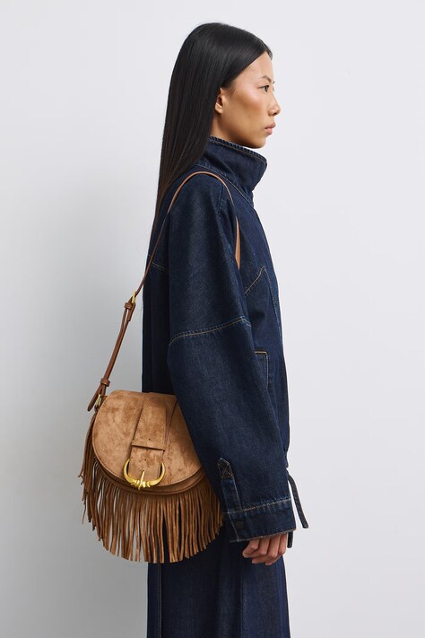 Torebka crossbody damska z imitacji zamszu brązowa RW26-TOD316