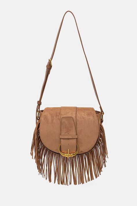 Medicine torebka crossbody damska z imitacji zamszu brązowa