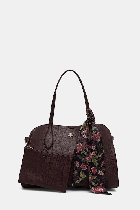 Torebka tote damska z imitacji skóry bordowa RW26-TOD510