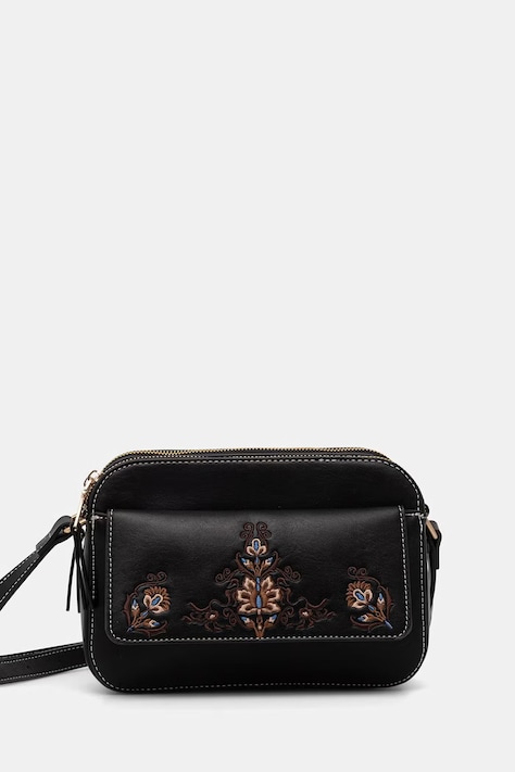 Torebka crossbody damska z haftami czarna RW26-TOD803