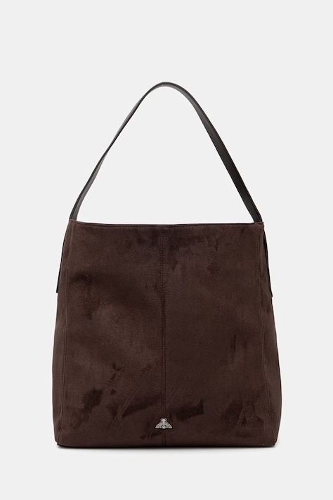 Torebka hobo damska z imitacji zamszu brązowa RW26-TOD905