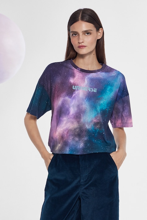 T-shirt damski bawełniany z nadrukiem z kolekcji ESA x Medicine multicolor RW26-TSD453