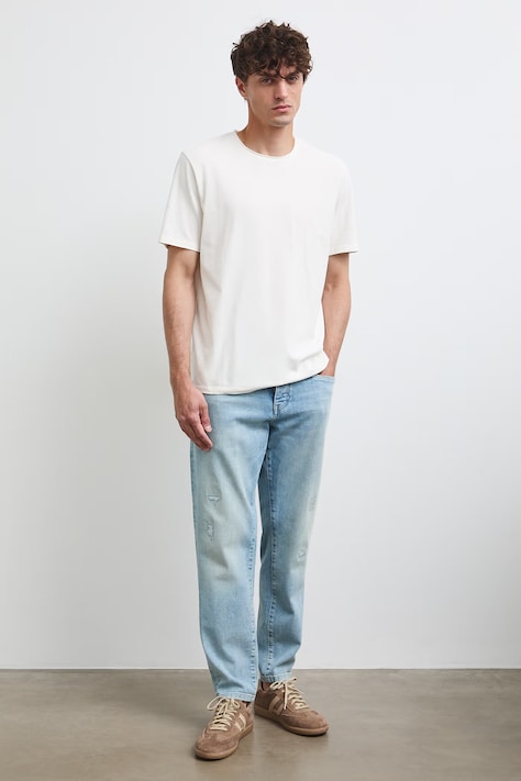 Medicine T-shirt męski bawełniany z elastanem beżowy