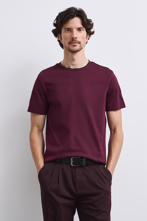 T-shirt męski bawełniany interlock bordowy RW26-TSM053