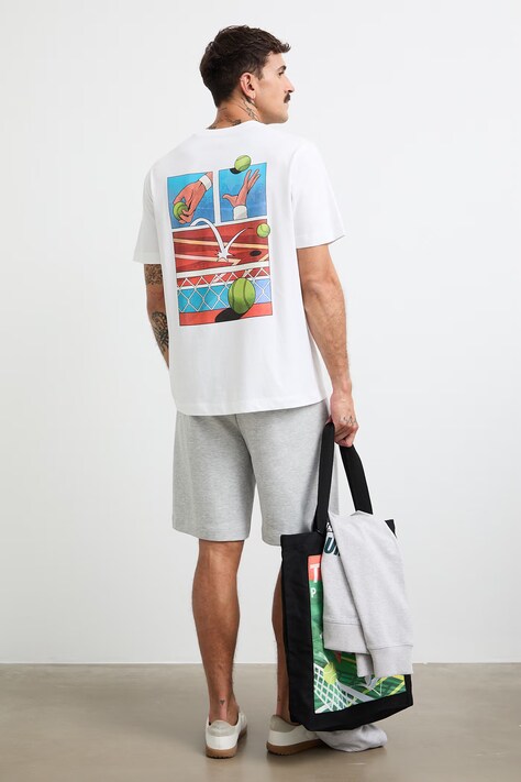T-shirt męski bawełniany z nadrukiem biały RW26-TSM120