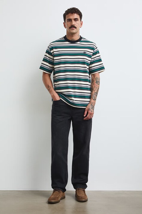 T-shirt męski bawełniany w paski heavyweight multicolor RW26-TSM401