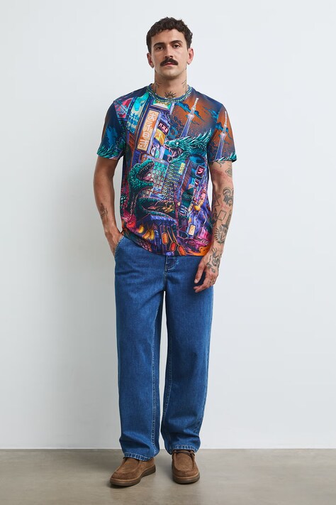 Medicine T-shirt męski bawełniany z elastanem multicolor