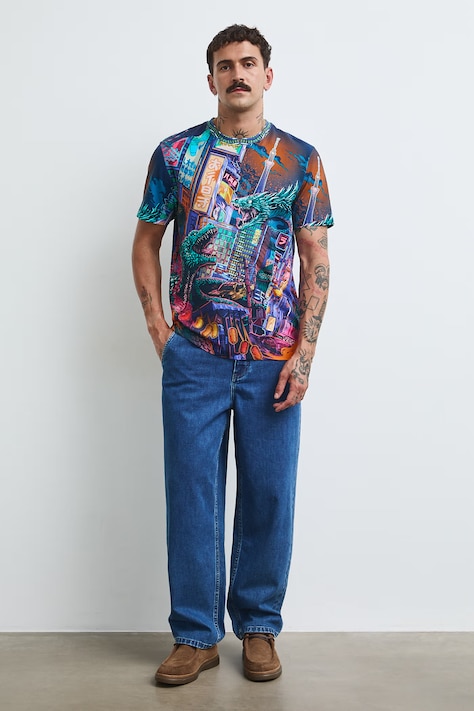 Medicine T-shirt męski bawełniany z elastanem multicolor