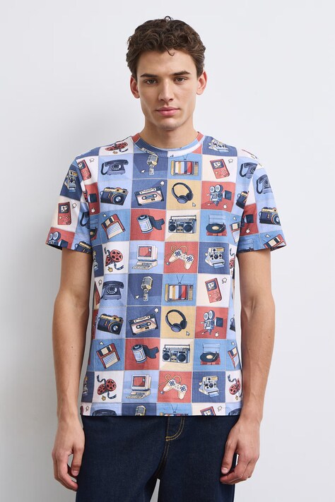 Medicine T-shirt męski bawełniany z elastanem multicolor