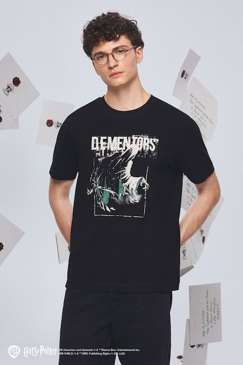 T-shirt męski bawełniany z nadrukiem z kolekcji Harry Potter czarny RW26-TSM673