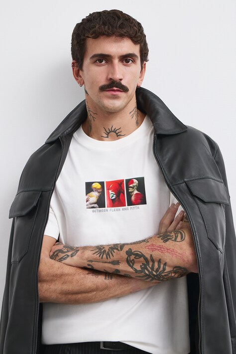 T-shirt męski bawełniany z kolekcji Wiesław Wałkuski x Medicine biały RW26-TSM757