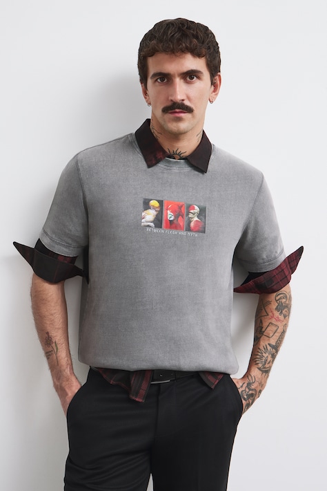 T-shirt męski bawełniany z kolekcji Wiesław Wałkuski x Medicine szary RW26-TSM757