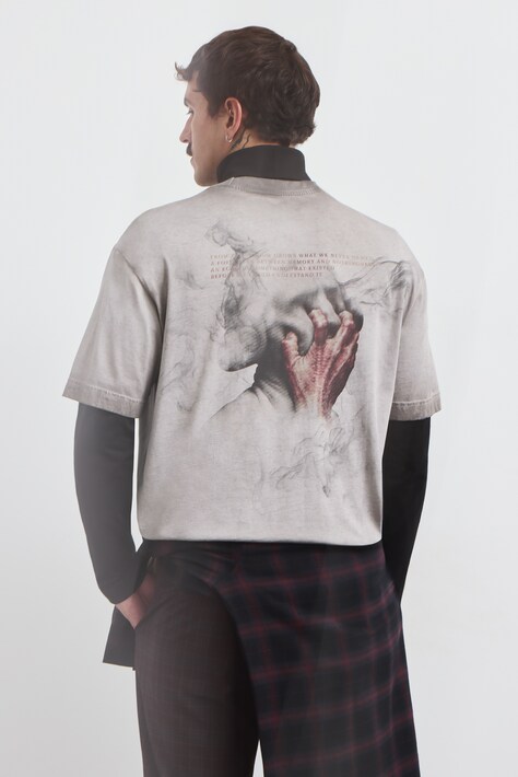 T-shirt męski bawełniany z kolekcji Wiesław Wałkuski x Medicine szary RW26-TSM758
