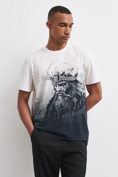 Medicine T-shirt męski bawełniany z elastanem beżowy