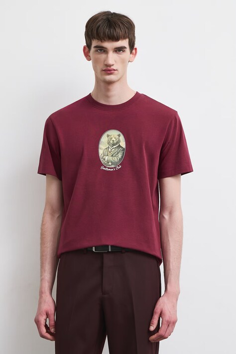 Medicine T-shirt męski bawełniany z elastanem bordowy