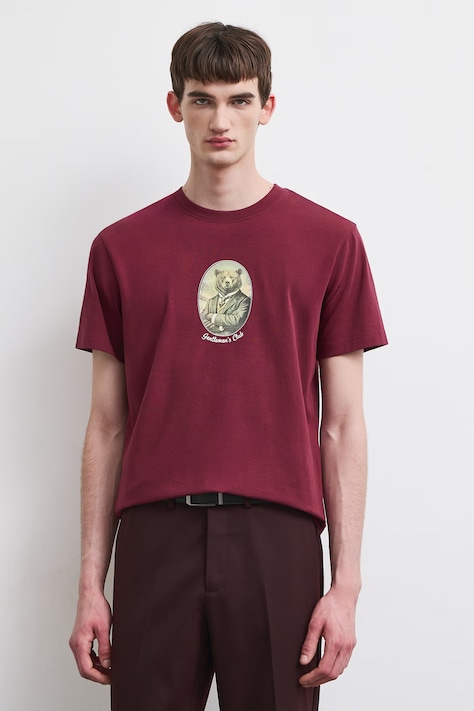 Medicine T-shirt męski bawełniany z elastanem bordowy