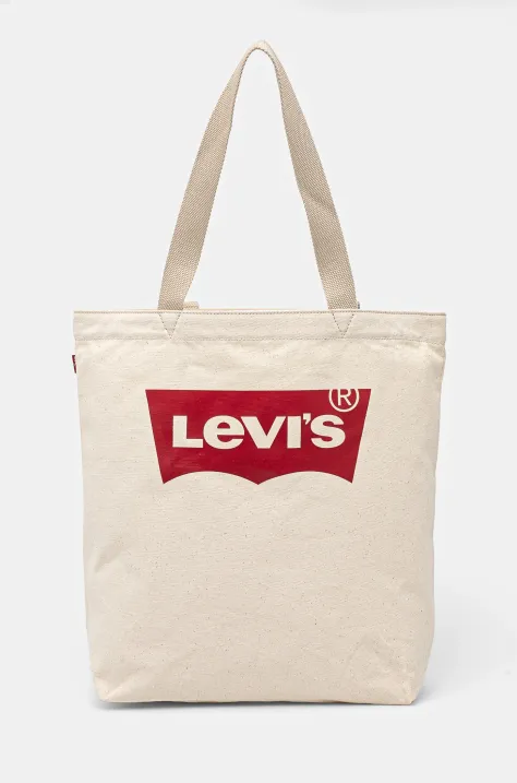 Βαμβακερή τσάντα Levi's χρώμα: μπεζ