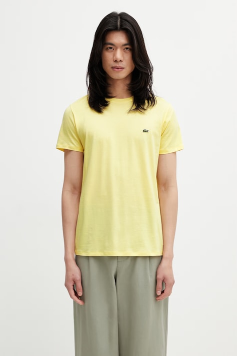 Lacoste T-shirt βαμβακερό Ανδρικό κίτρινο TH6709