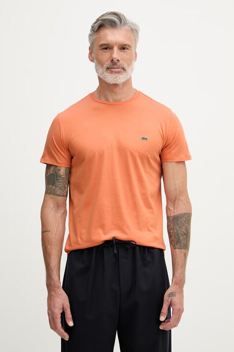 Lacoste T-shirt męski bawełniany pomarańczowy TH6709